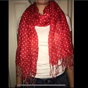 Red and white pika a dot scarf